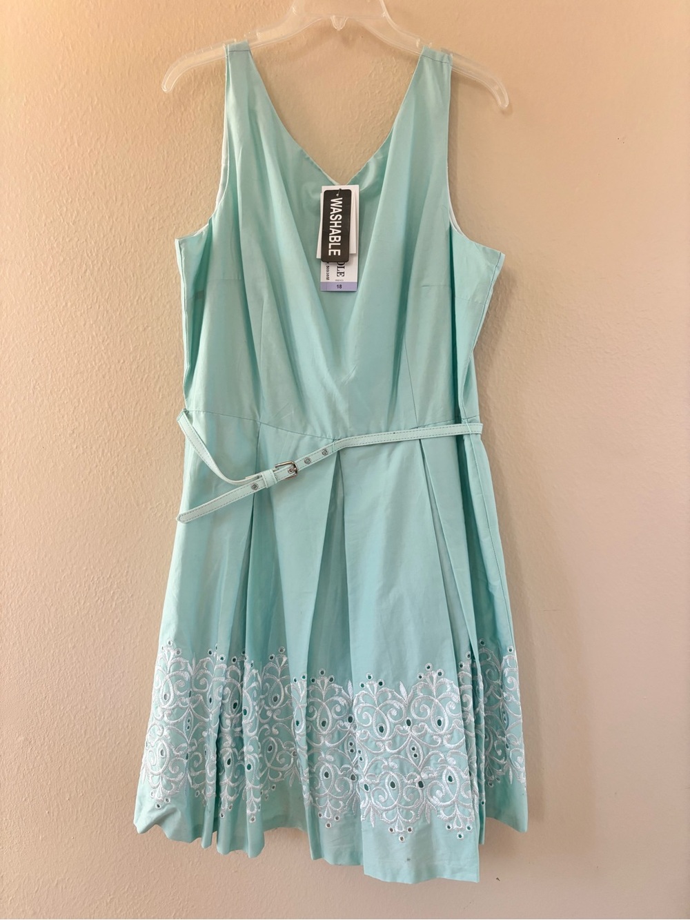NWT Turquoise White Sleeveless Dress Danny & Nicole Plus Size 18